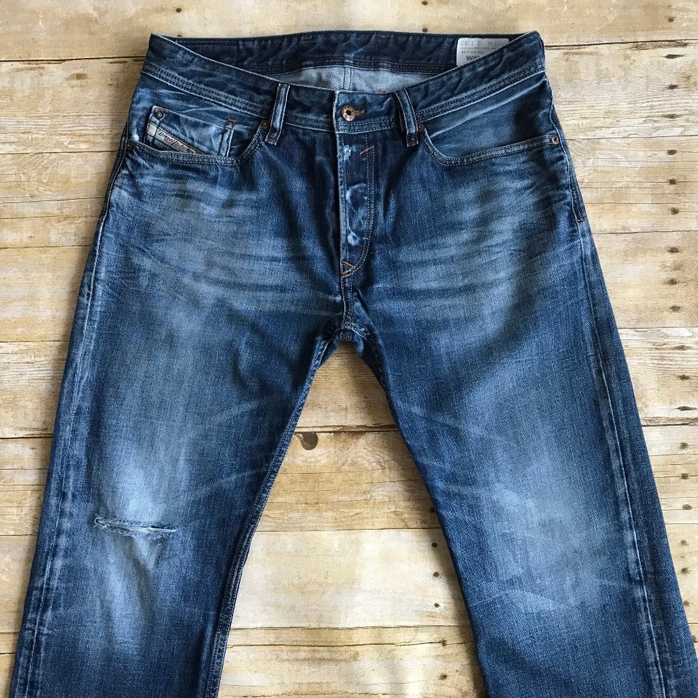 Diesel Waykee Straight Jeans Sz 32 X 31 Slit Knee